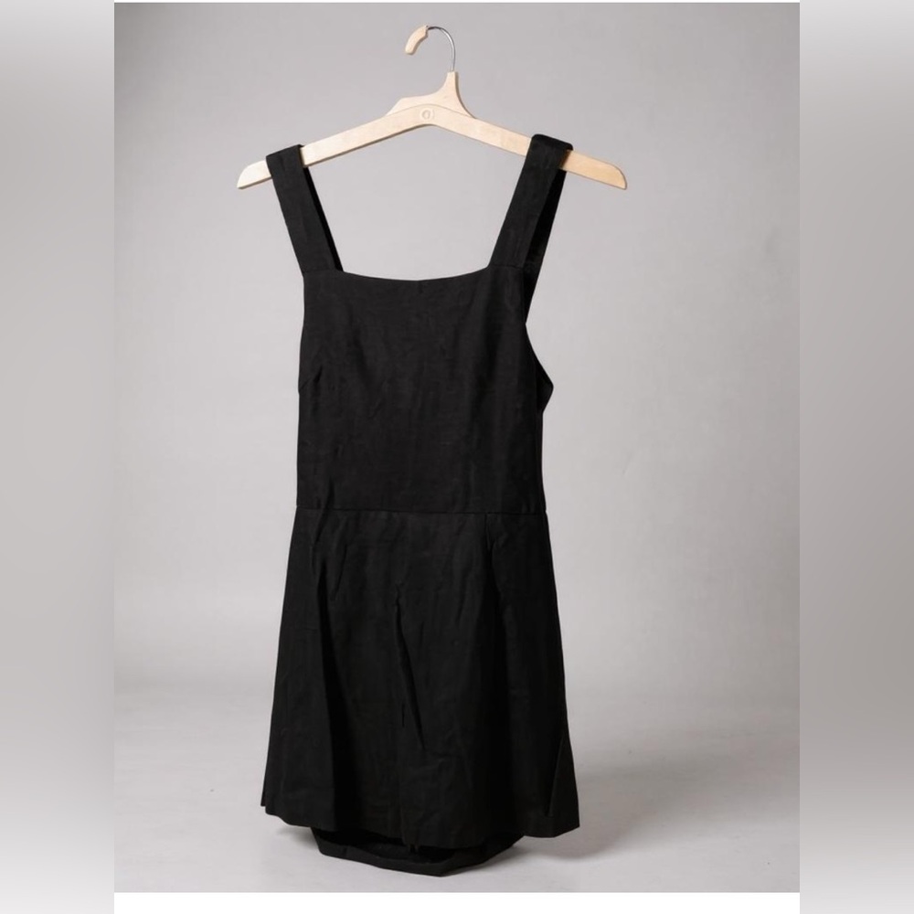 Crescent Black Sleeveless Square Neck Mini Sundress